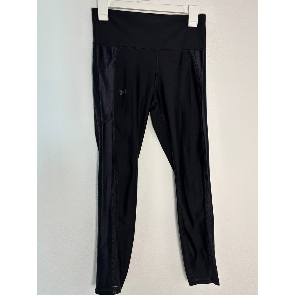 Under Armour HeatGear Compression Leggings Womens‎ Medium Black Mesh Pocket